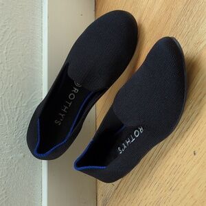 Rothy's Loafer Womens 7 Black Round Toe Ballet Flat Slip On Shoe Washable Rothys